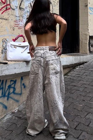 Artistic Ombre Wide-Leg Jeans