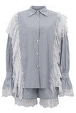 Lace-Trim Button-Front Short Set