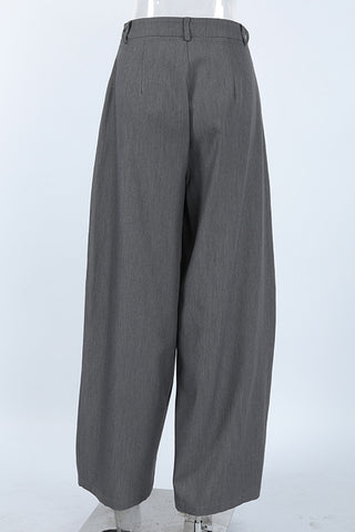Pleated Wide-Leg Casual Pants
