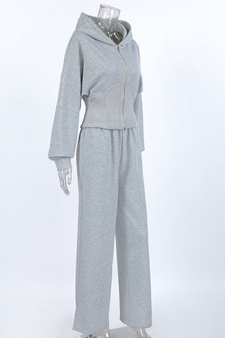 Hooded Zip-Up Pants Set
