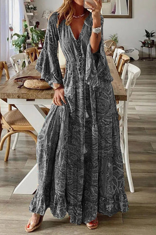 Bohemian Long-Sleeve Maxi Dress