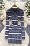 Button-Up Striped Polo Dress