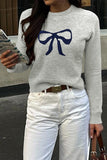 Bow-Accent Crewneck Sweater
