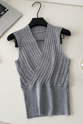 Wrap-Front Knit Tank Top