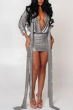 Draped Metallic Skirt Set