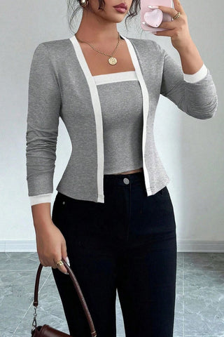 Two-Piece Trimmed Cardigan Set