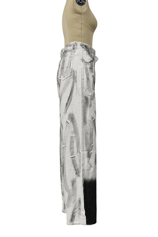 Artistic Ombre Wide-Leg Jeans