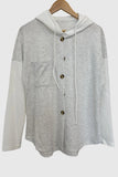 Button-Front Knit Hoodie