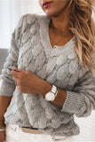 V-Neck Textured Knit Sweater