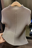 Textured Mock Neck T-Shirt