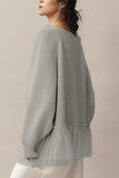 V-Neck Cardigan with Tulle Accents