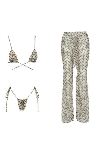 Floral Print Bikini Set with Cover-Up