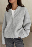 Zip-Front Ribbed Cardigan