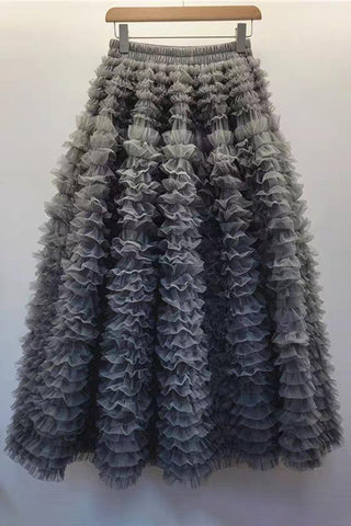 Ruffled Midi Casual Skirt