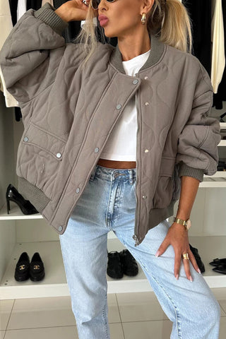 Quilted Snap-Button Casual Jacket