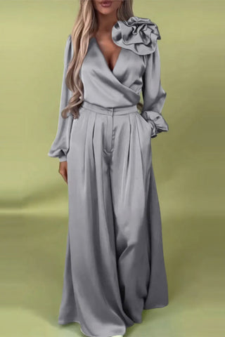 Elegant Ruffle Detail Pants Set