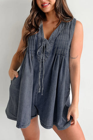 Tie-Front Denim Romper