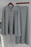 Button-Front Skirt Set with Collar
