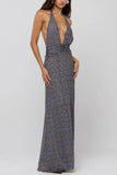Halter Neck Polka Dot Maxi Dress