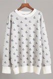 Patterned Knit Crewneck Sweater
