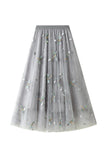 Dragonfly Maxi Skirt with Mesh Overlay