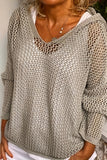 Casual Knit V-Neck Blouse