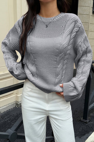 Cable Knit Sweater with Flowing Sleeves