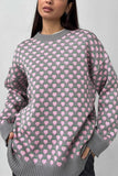 Patterned Crew Neck Sweater