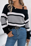 Off-Shoulder Striped Sweater