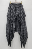 Draped Plaid Maxi Skirt with Asymmetric Hem