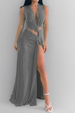 Plunging Cut-Out Maxi Dress