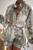 Floral Button-Front Short Set