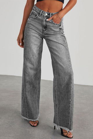 High-Rise Wide-Leg Straight Jeans