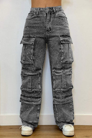 Sparkly Layered Straight Jeans