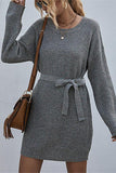 Belted Knit Casual Dress