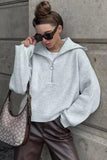Zip-Front Sweater with Wide Collar