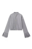 Feather-Trim Cardigan