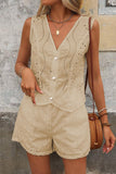 Button-Front Eyelet Short Set