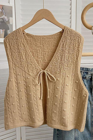 Textured Knit Tie-Front Vest