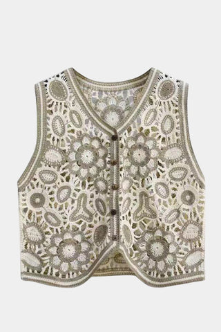 Intricate Floral Crochet Vest