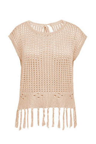 Fringe Hem Knit Blouse