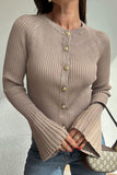 Button-Front Ribbed Cardigan