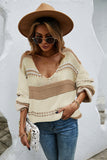 Stylish V-Neck Patterned Sweater