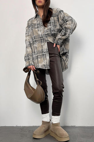 Checkered Button-Up Oversized Shirt
