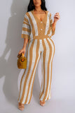 Striped Button-Front Pants Set