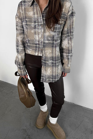 Checkered Button-Up Oversized Shirt