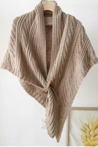 Buckle-Closure Knit Poncho
