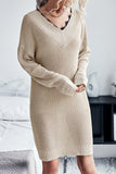 V-Neck Knit Casual Dress