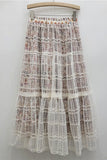 Tiered Lace Overlay Midi Skirt