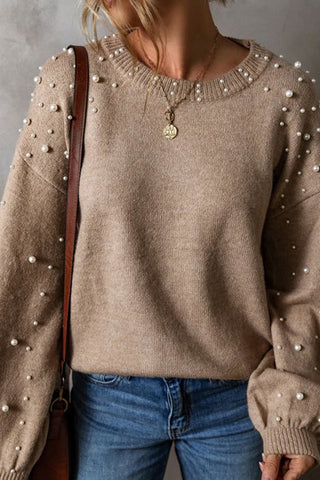 Pearl-Embellished Knit Sweater